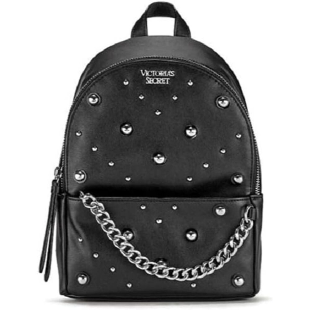 Victoria's Secret Small City Studded Backpack Silver Studs Decorative Chain S - Picture 3 of 15
